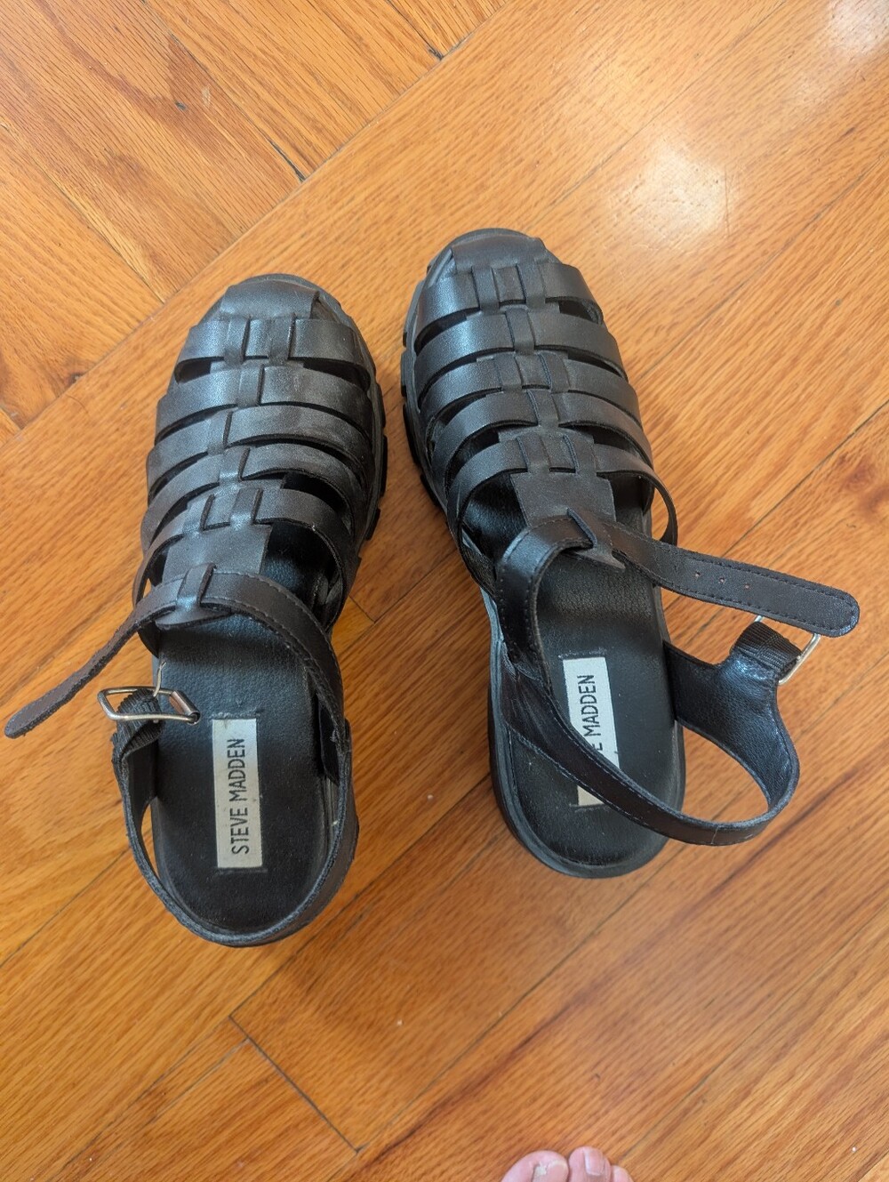 Steve Madden Black Woven-Strap Women’s Sandals